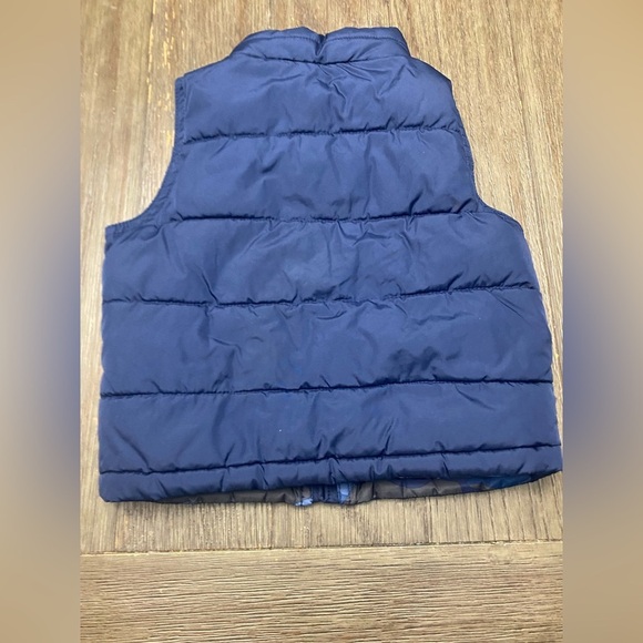Reversible Puffer Vest Como Blue Pockets Boys Size 4 - Picture 3 of 7